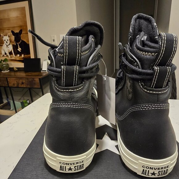 Converse Chuck Taylor All Star Waterproof Leather Boots Shoes BLACK MENS 10 NEW - Picture 4 of 9